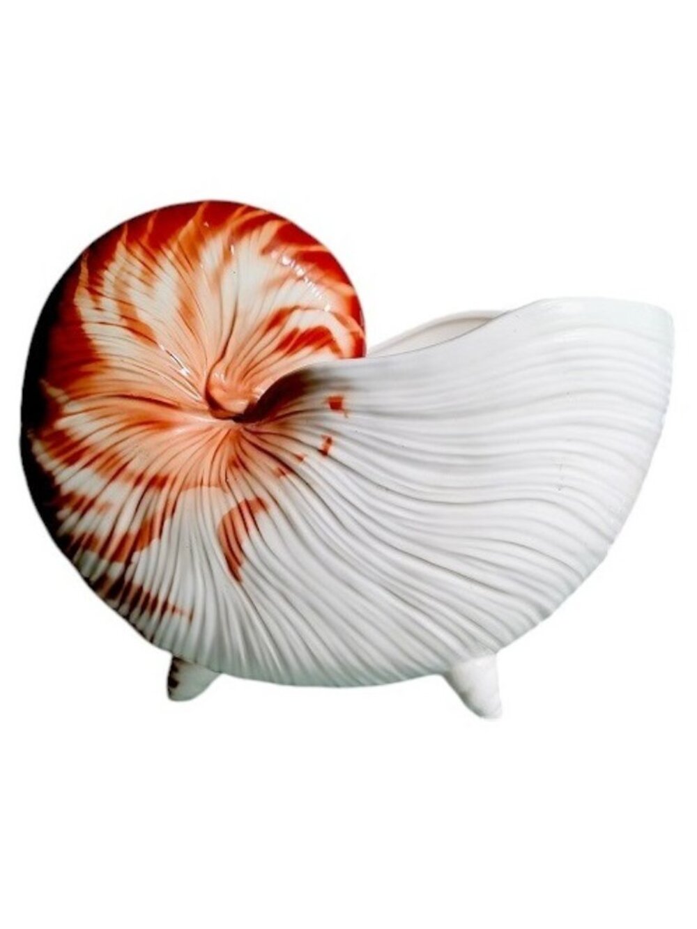 Vintage Fitz and Floyd Nautilus Shell Footed Planter Vase